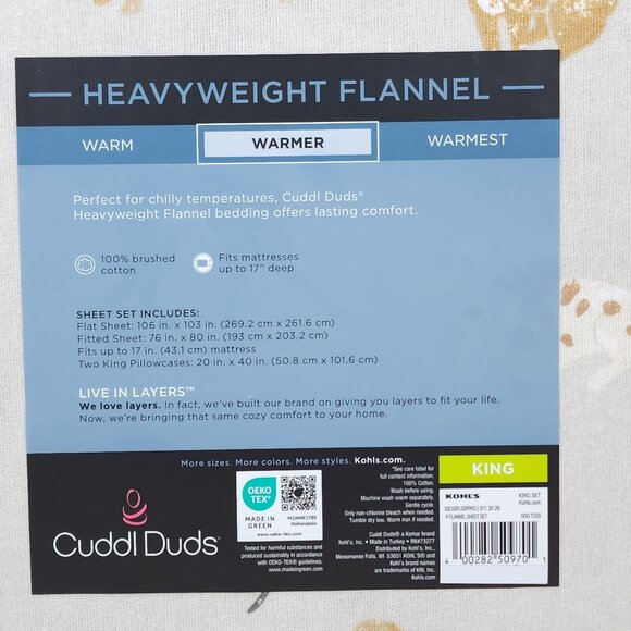 Cuddl Duds King Heavyweight Flannel Sheet Set Warmer Brushed Cotton Cozy Dog - Picture 5 of 8